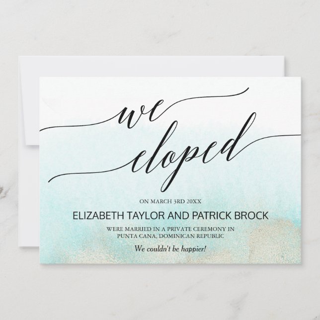 Aqua et Gold Beach Elopement Faire-part (Devant)