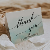 Aqua et Gold Watercolor Beach Carte de remerciemen