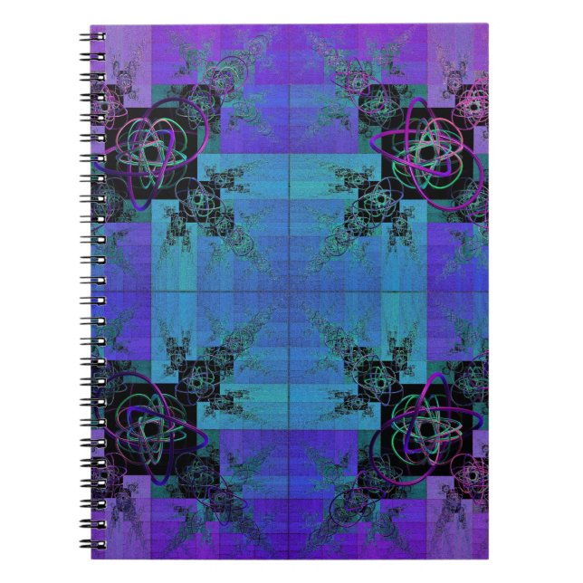 Aqua et Lilac Joie fractale Carnet spiral (Devant)