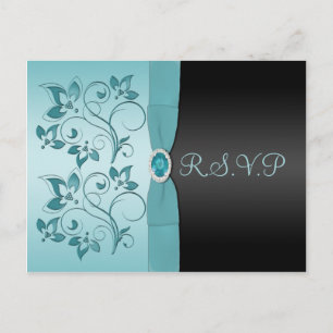 Aqua et Noir avec carte de réponse Jewel R.S.V.P