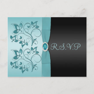 Aqua et Noir avec carte de réponse Jewel R.S.V.P