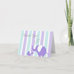 Aqua et pourpre de carte de Merci d'éléphant de