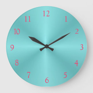 Aqua et rose> Horloge murale plate