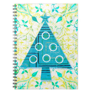 Aqua et Yellow Retro Christmas Tree Journal