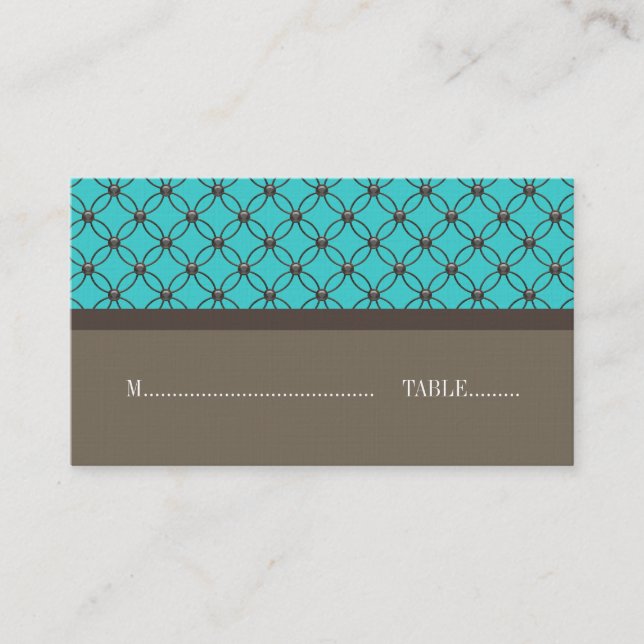 Aqua Fancy Lattice Mariages Cartes de Place (Devant)