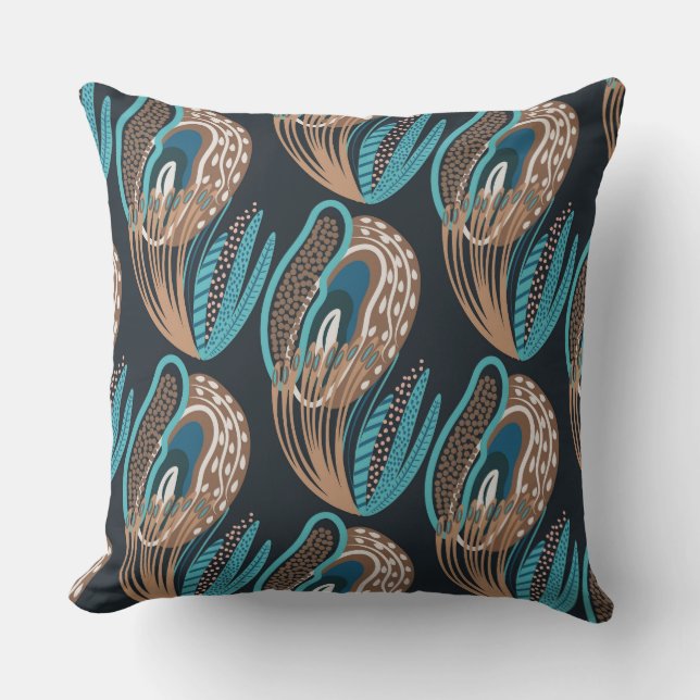 Aqua Feather Coussin décorative (Recto)