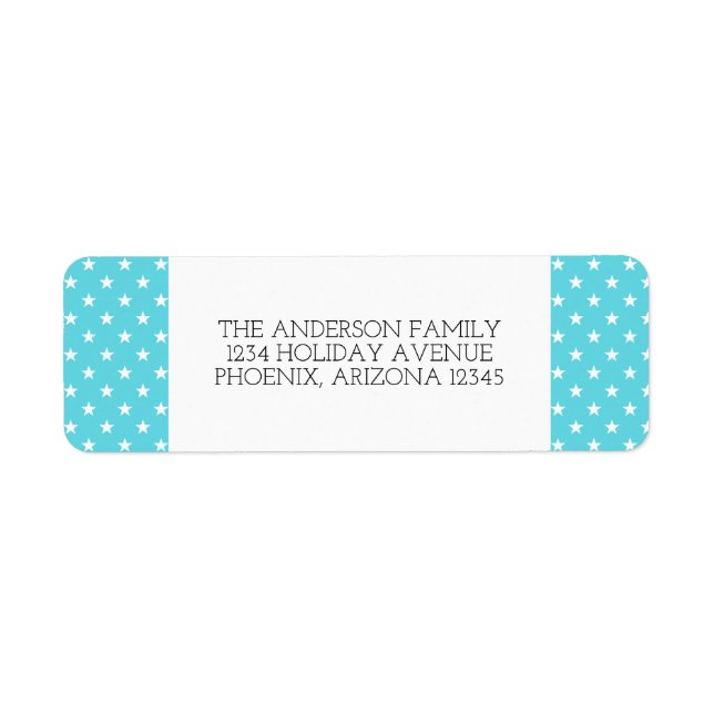 Aqua Festive Stars Étiquettes de adresse de vacanc (Devant)