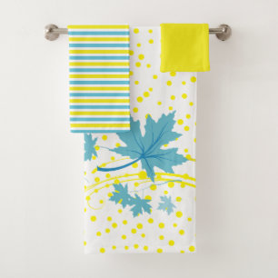 Aqua feuille en érable, ensemble de serviettes de