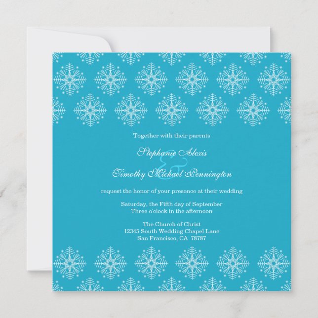 Aqua + flèches blanches invitation à un mariage d' (Devant)