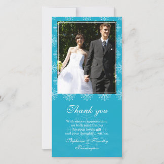 Aqua + flocons blancs mariage merci photo