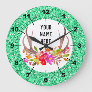 Aqua Floral Grande Horloge