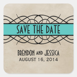 Aqua Flourish Border Enregistrer les stickers Date