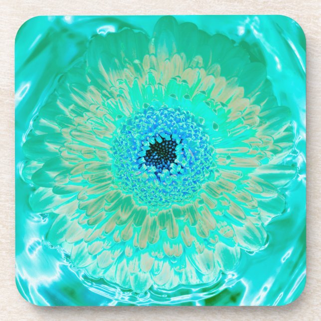 Aqua Flower Dessous de verre en plastique dur (Devant)