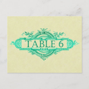 Aqua Glow Vintage Mariage Numéros de table de réce