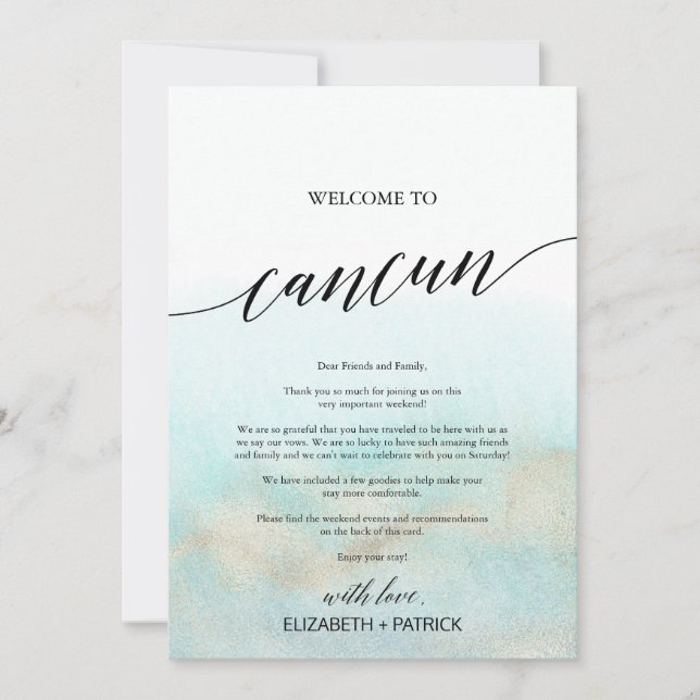 Aqua Gold Beach Cancun Bienvenue Lettre & Itinérai (Devant)