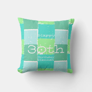 Aqua Green Mint Coussin personnalisé de 30e annive