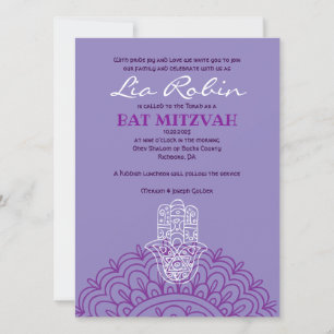 Aqua HEMSA MAIN DE DIEU Invitation Bat mitzvah
