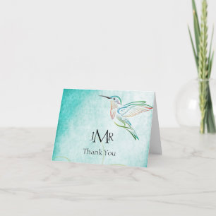 Aqua Hummingbird Aquarelle Anniversaire Merci