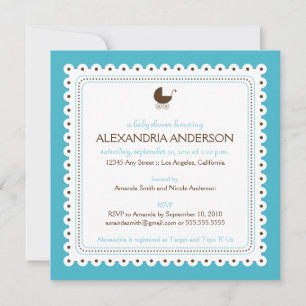 (Aqua) Invitation Précieuse au Baby shower sur mes