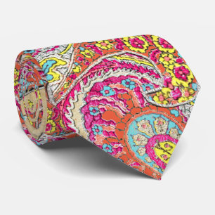 Aqua jaune rose Vintage Mariage Paisley Cravate