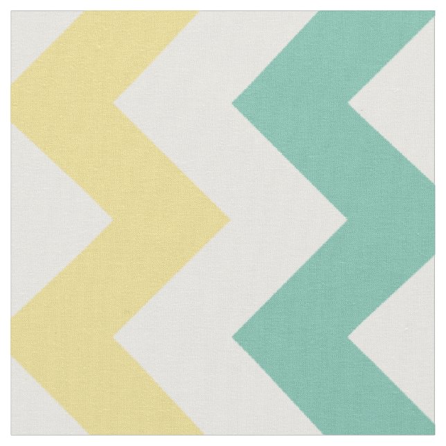 Aqua, jaune, tissu blanc de rayure de Chevron (Fermer)