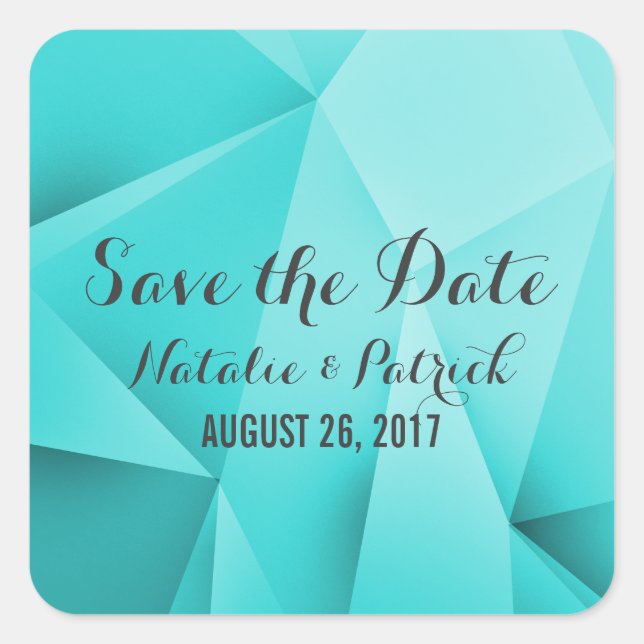 Aqua Jewel Tones Save the Date Stickers (Devant)