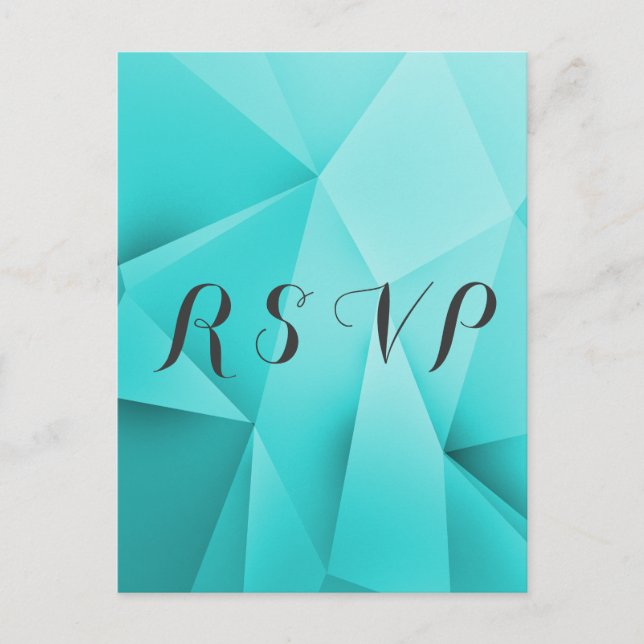 Aqua Jewel Tones Wedding Carte Postale RSVP (Devant)