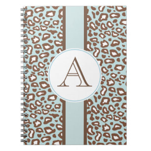 Aqua Leopard Monogram Journal Carnet Cadeau