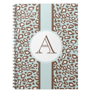 Aqua Leopard Monogram Journal Carnet Cadeau