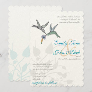 Aqua Lilac Corail Hummingbirds Faire-part de maria