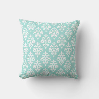 Aqua lumière moderne et oreiller blanc Damas