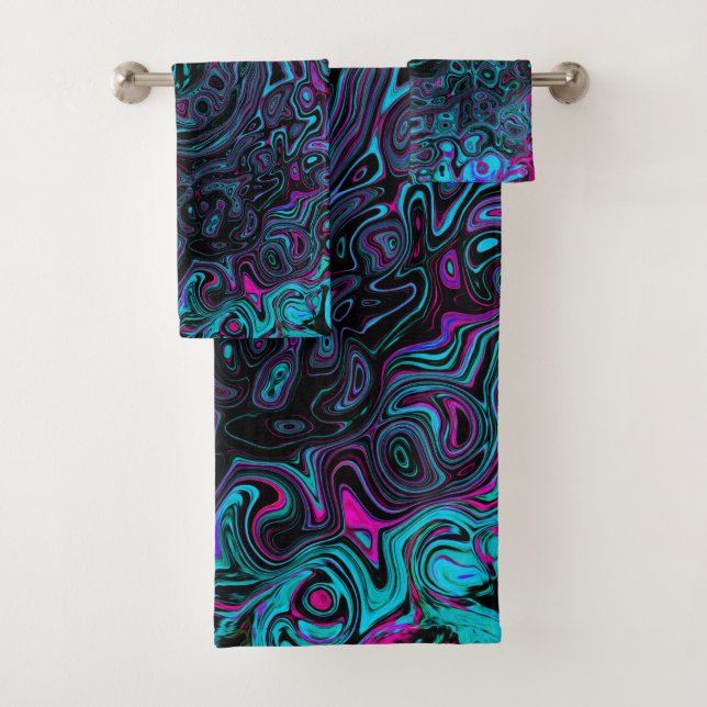 Aqua Magenta et Noir Rétro Tourbillon Abstrait (En situation)