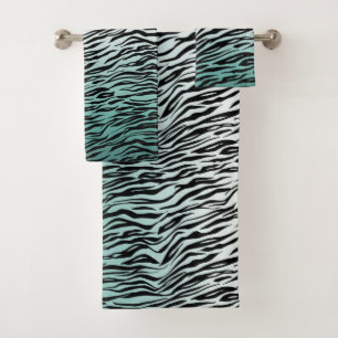 Aqua Mint Black Zebra Print Ombre