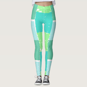 Aqua Mint Couleurs tendance Faux-Batik Leggings