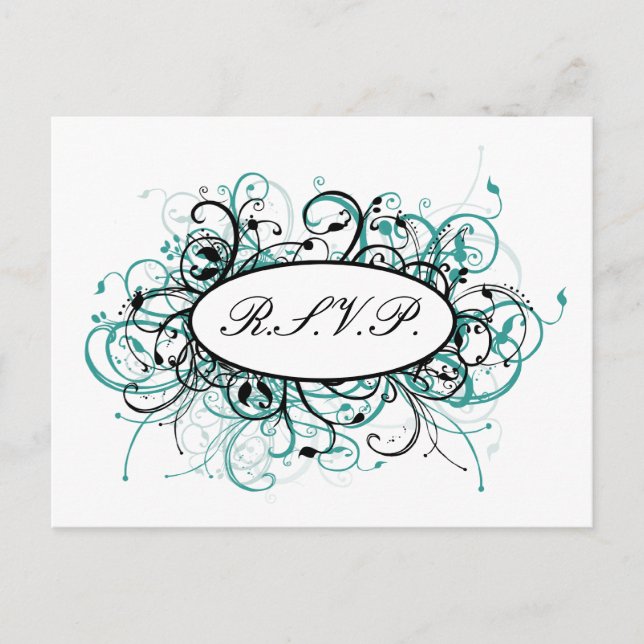 aqua mod Wedding carte rsvp (Devant)