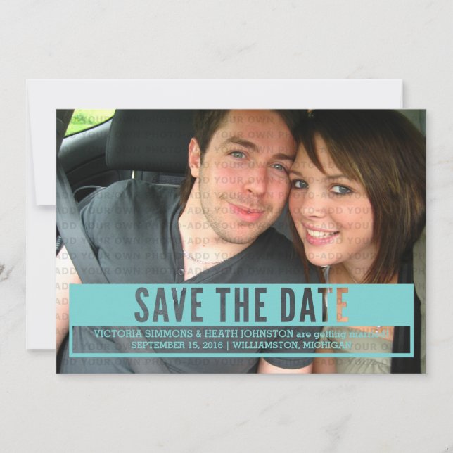 Aqua Modern Cut Out Save the Date Invitation (Devant)