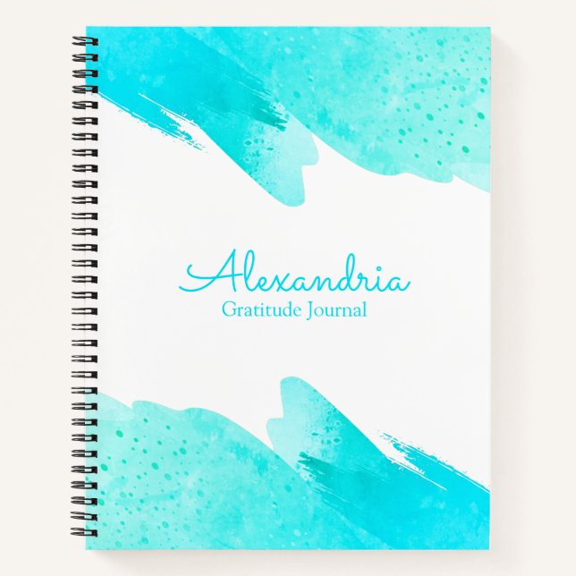 Aqua Modern Personnalisé Élégant Journal Script (Devant)