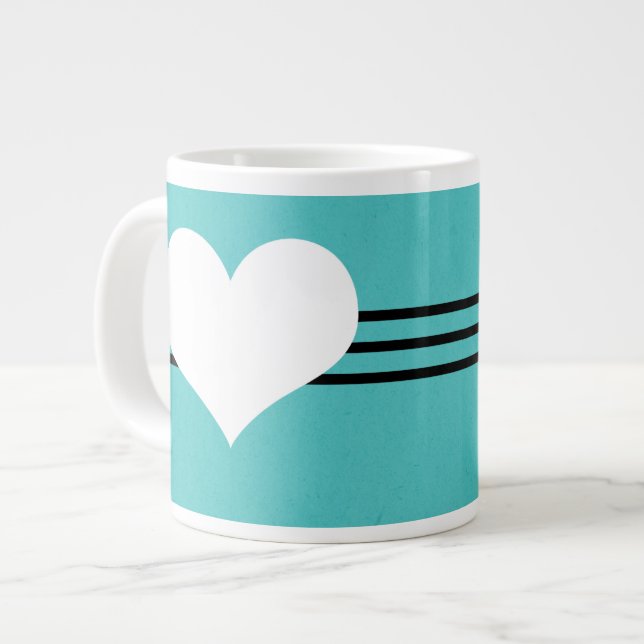 Aqua Moderne Coeur Jumbo Mug (Devant gauche)
