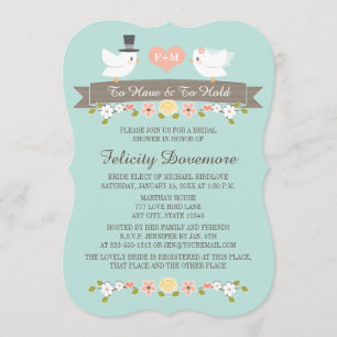 Aqua Monogram Inséparables Invitation à la douche