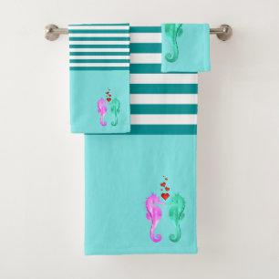 Aqua nautique/rose/baiser hippocampe/bain de coeur