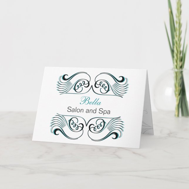 aqua noir & blanc Chic Business Merci Cartes (Devant)