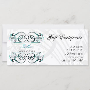aqua, noir et blanc Chic Certificats Cadeaux