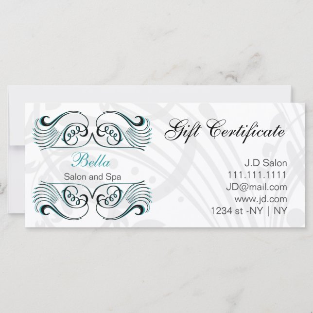aqua, noir et blanc Chic Certificats Cadeaux (Devant)
