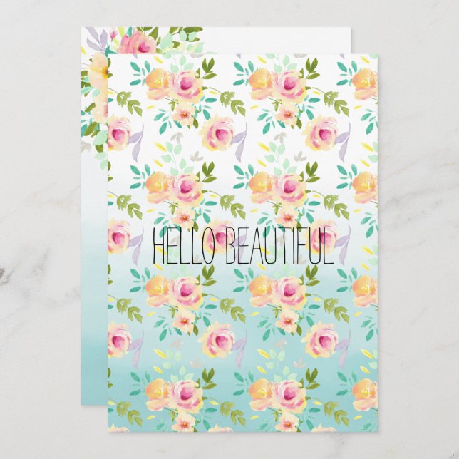 Aqua Ombre rose jaune floral (Devant / Derrière)