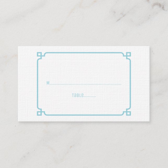 Aqua Paradise Deco Chic Mariage Cartes de Place (Devant)