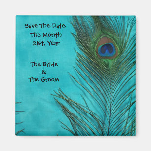 Aqua Peacock Plumes Magnets Mariages