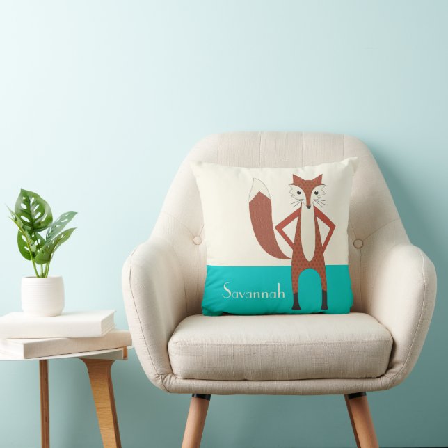 Aqua Personnalisé Stylisé Fox Coussin (Chaise)
