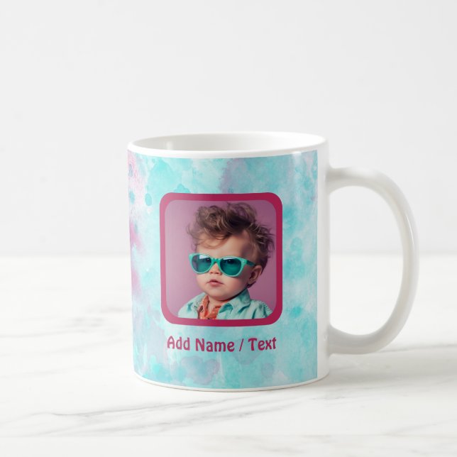 Aqua Pink Aquarelle Laver & Photo Mug personnalisa (Droite)