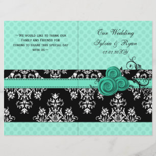 aqua pois floral book fold Programme de mariage