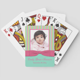 Aqua rose Jaune Vert rayé Photo Cartes de jeu